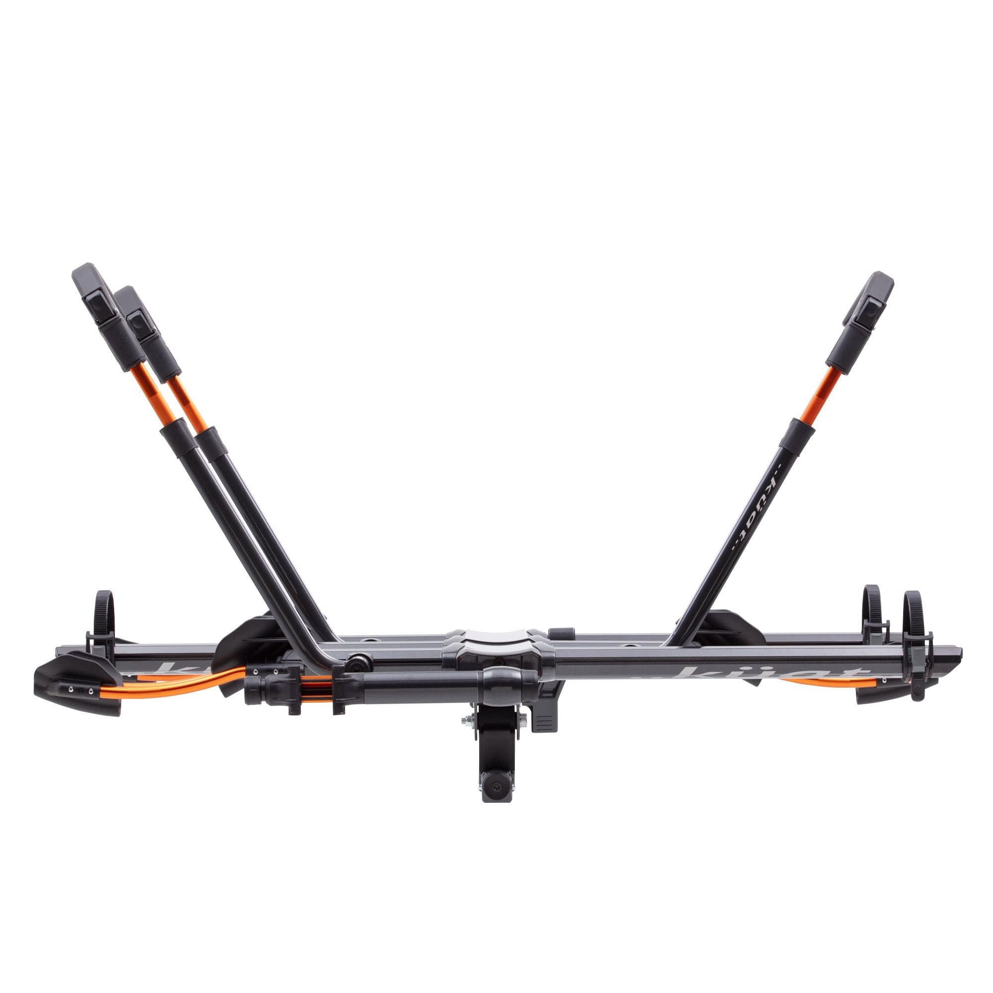 KUAT NV Add-On 2.0 front tire ratchet release enables quick loading.