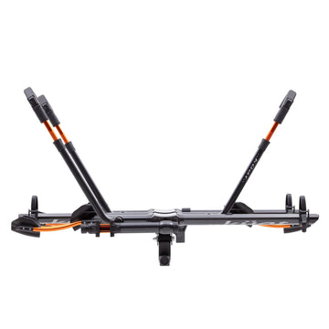 KUAT NV Add-On 2.0 front tire ratchet release enables quick loading.