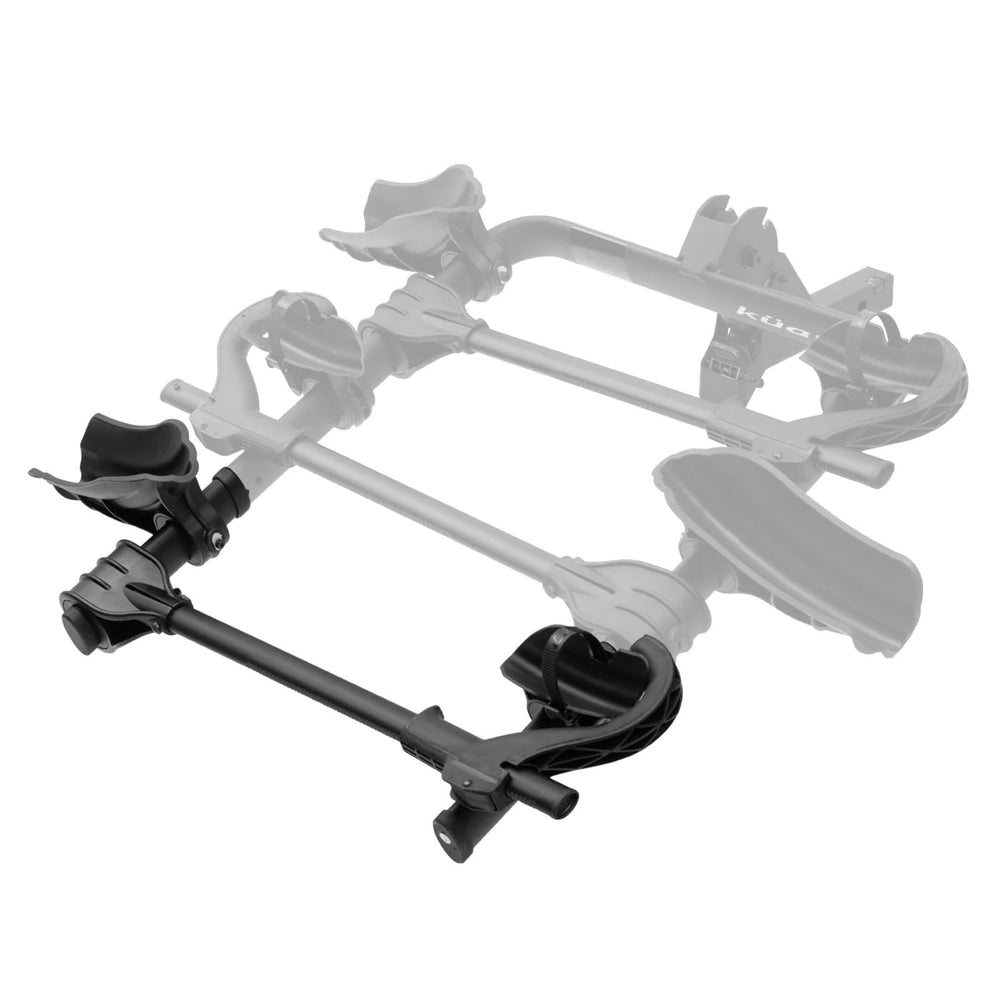 Kuat Transfer V2 1-Bike Add-On strap-tire compatibility secures up to 5-inch tires safely.