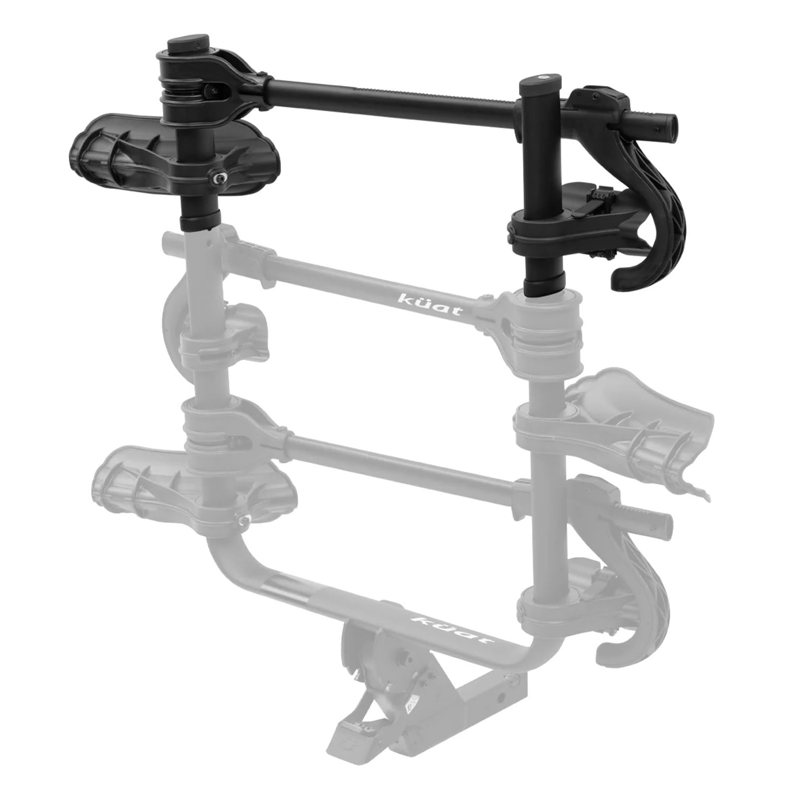 Kuat Transfer V2 1-Bike Add-On wheelbase compatibility illustrates flexible fit for diverse bikes.