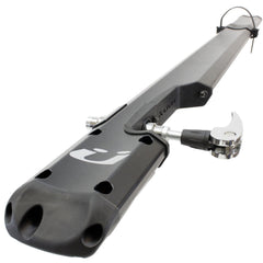 Kuat Trio integrated cable lock secures frame and rear wheel during transit.