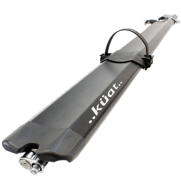 Kuat Trio sliding rear tire strap keeps wheel stable in transit.