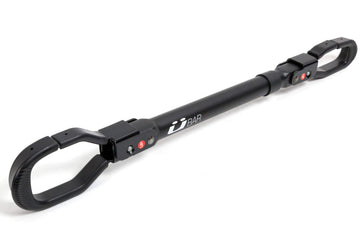 Kuat UBar cross-bar top-tube adapter, front view, enabling versatile frame fit