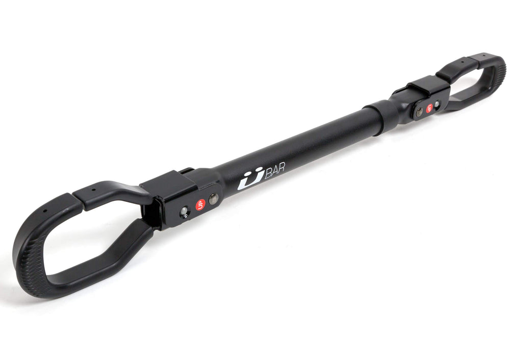 Kuat UBar cross-bar top-tube adapter, front view, enabling versatile frame fit