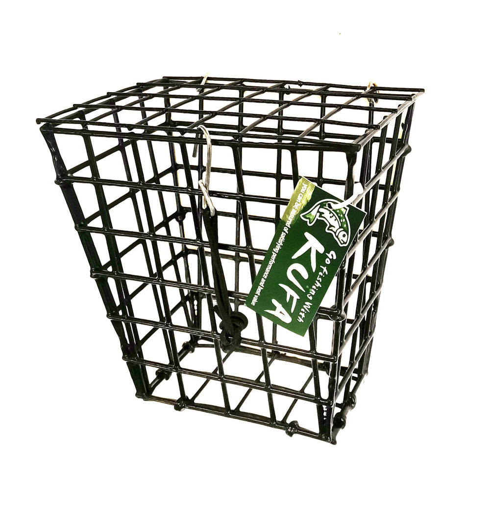 KUFA sports bait box strapped in place, ideal for quick bait loading and crabbing.