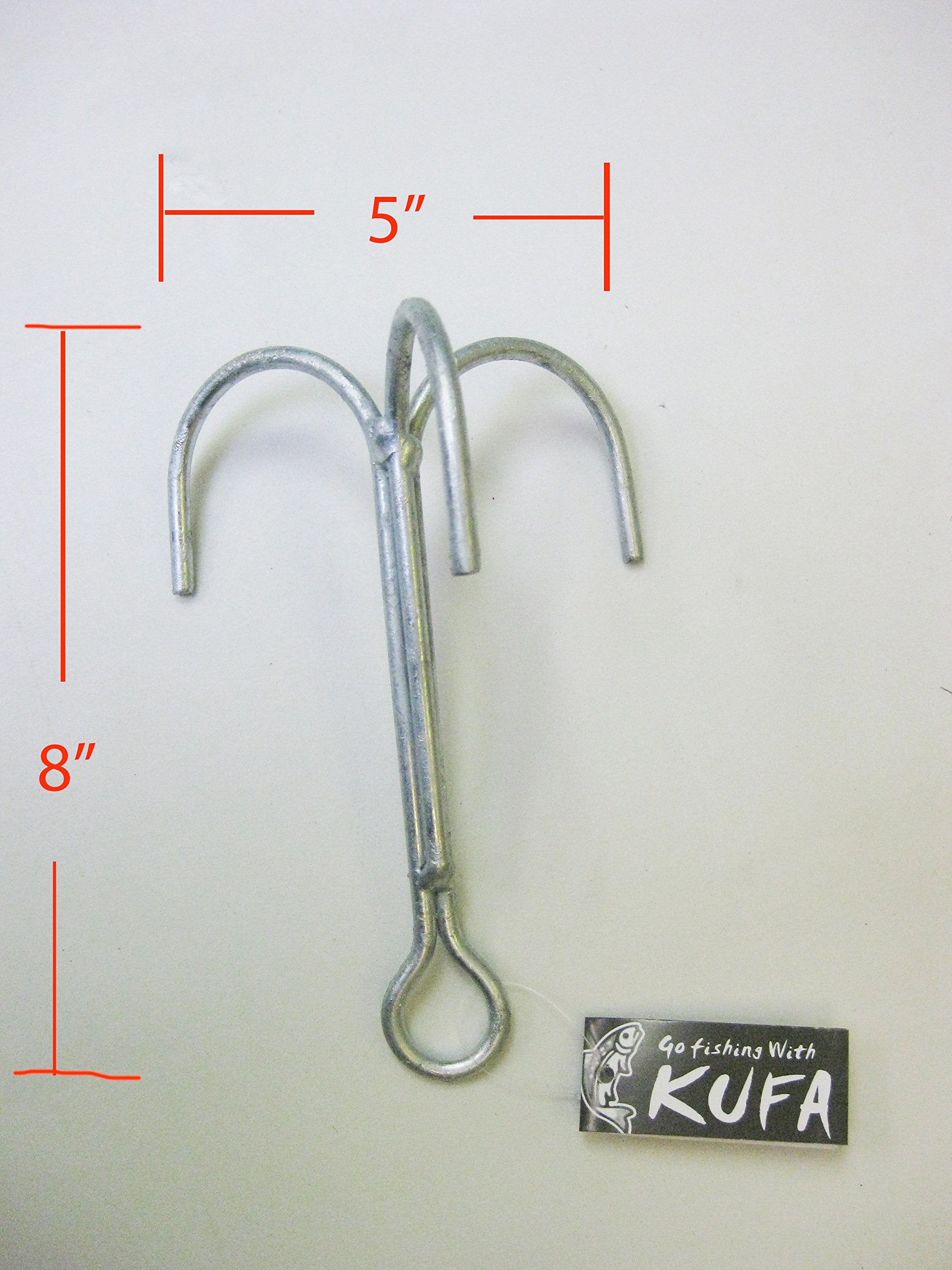 KUFA galvanized steel grapple hook 8x5 inch sturdy for outdoor lifting.