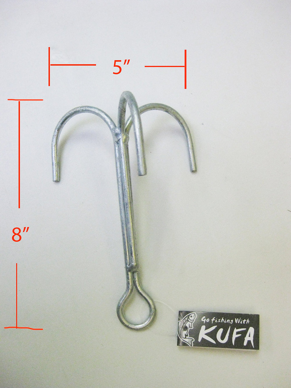 KUFA galvanized steel grapple hook 8x5 inch sturdy for outdoor lifting.