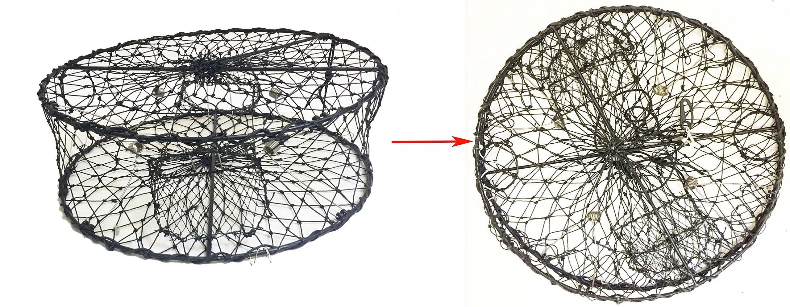 KUFA foldable crab trap folded flat in seconds for transport.