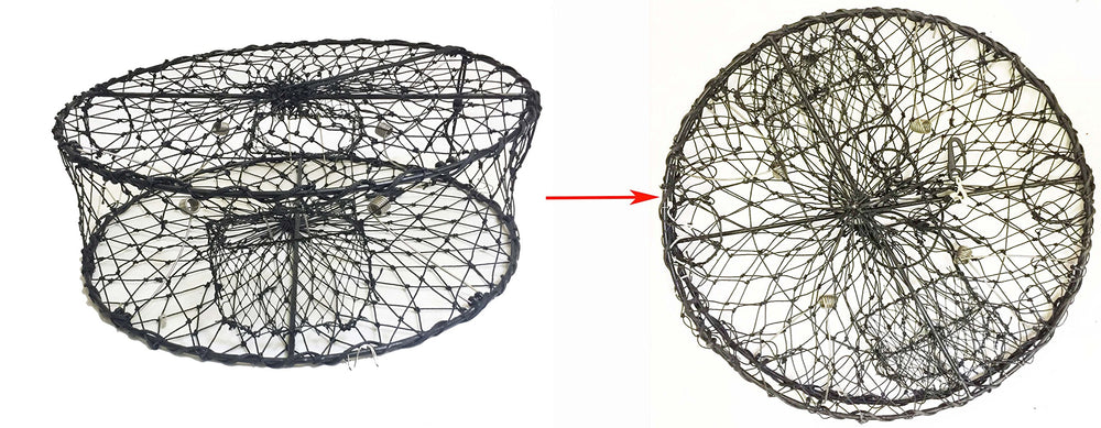KUFA foldable crab trap folded flat in seconds for transport.