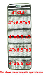 KUFA organizer pocket layout showing 4x6.5 pockets and a 12x3 pocket for organized gear