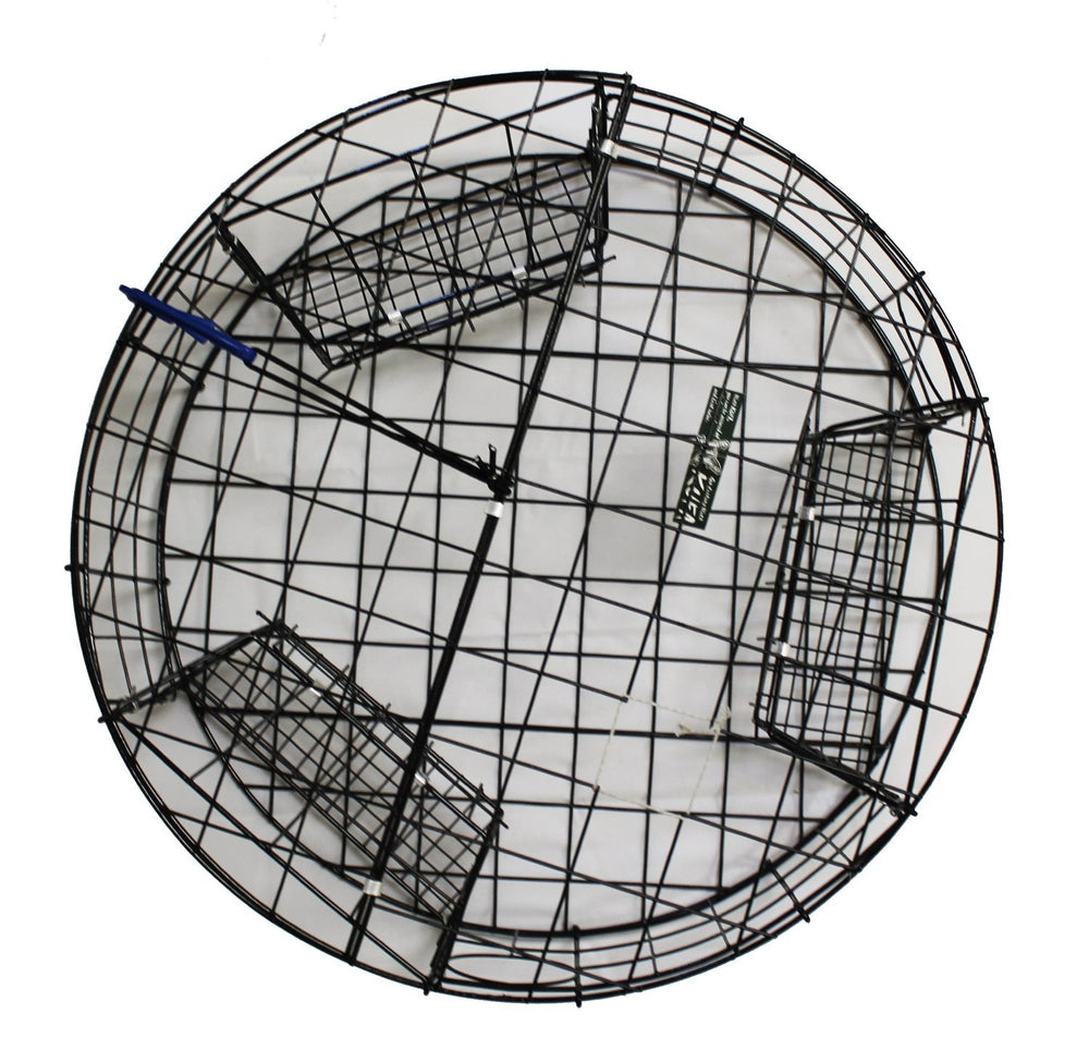 KUFA crab-trap with three ramped entry tunnels boosts catch chances in shallow bays.