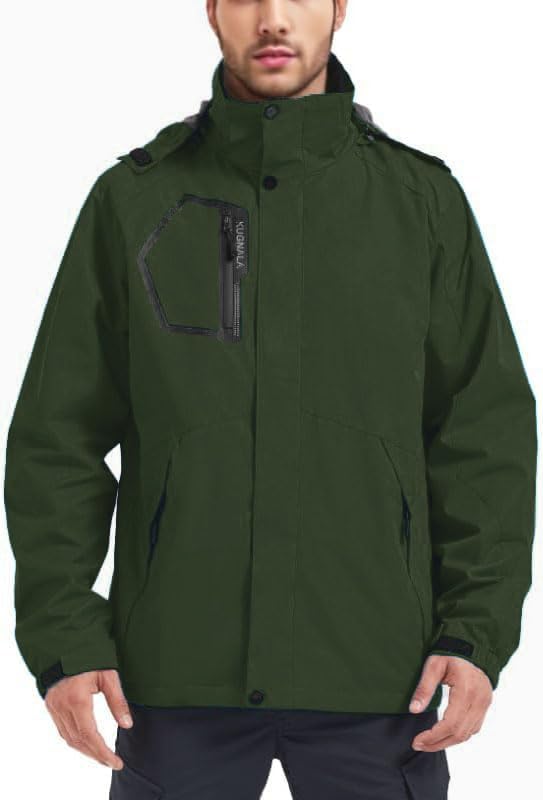 Kugnala men's rain jacket with waterproof hooded shell for hiking in wet weather.