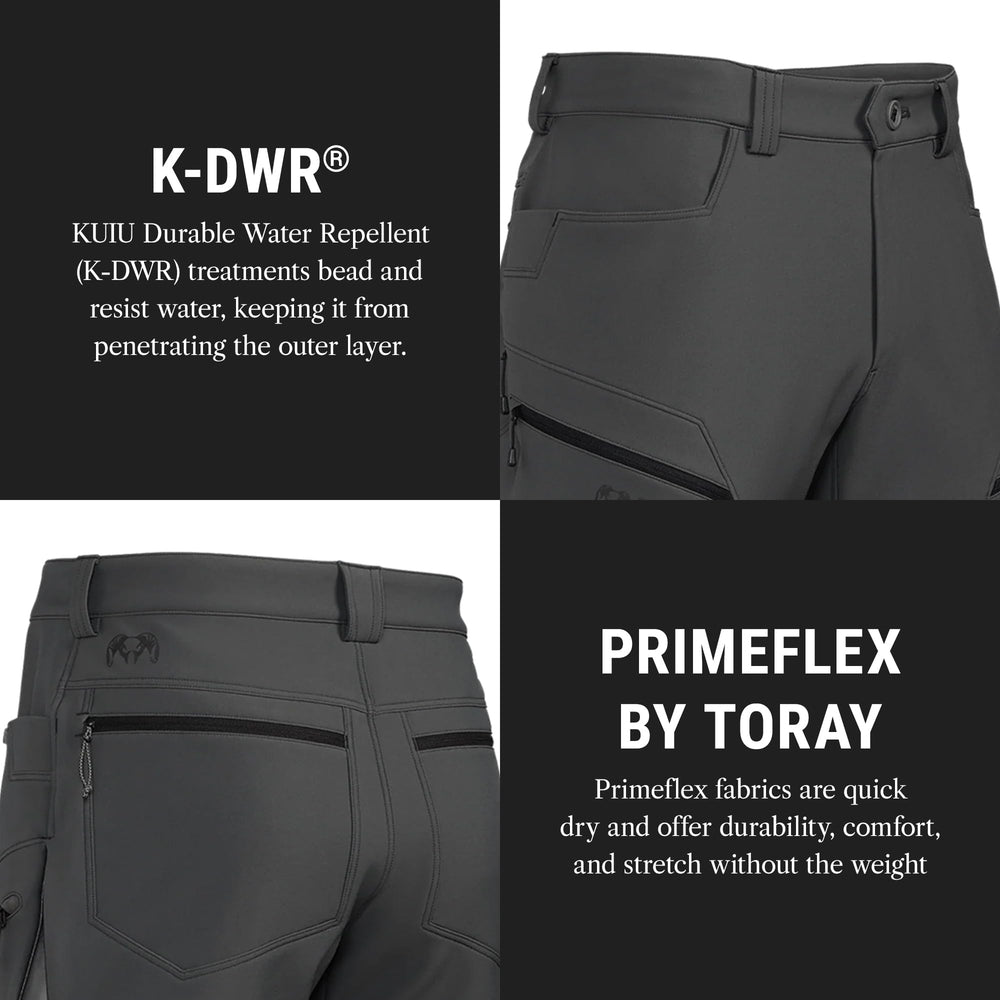 KUIU Guide Pro Pant cargo pockets with internal phone sleeve for field organization.