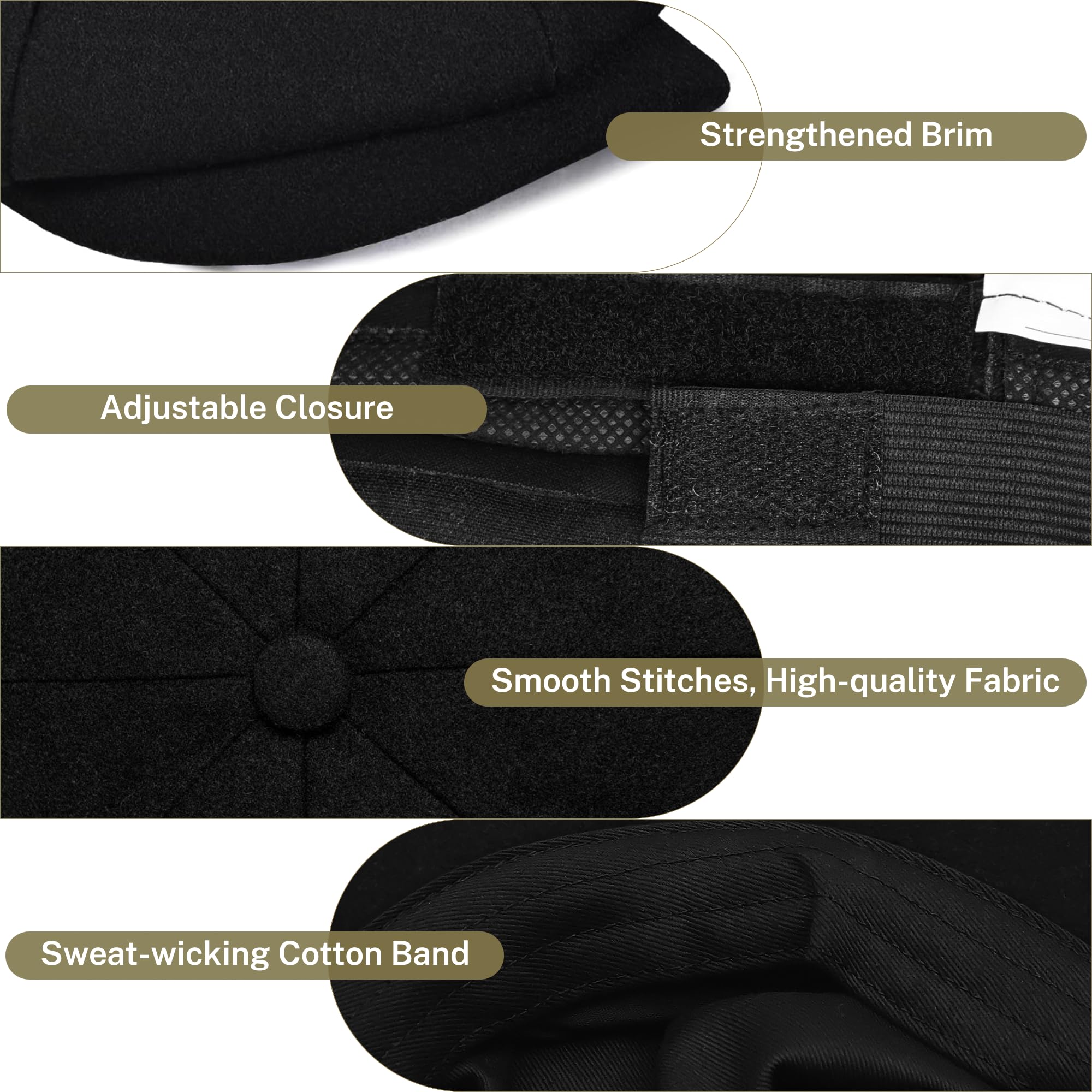 Model wearing KUJUHA Wool Newsboy Cap showcasing versatile styling