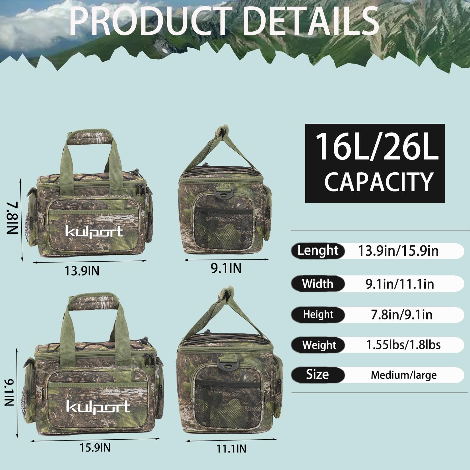 Kulport tackle bag water-resistant fabrication defends gear against splashes.