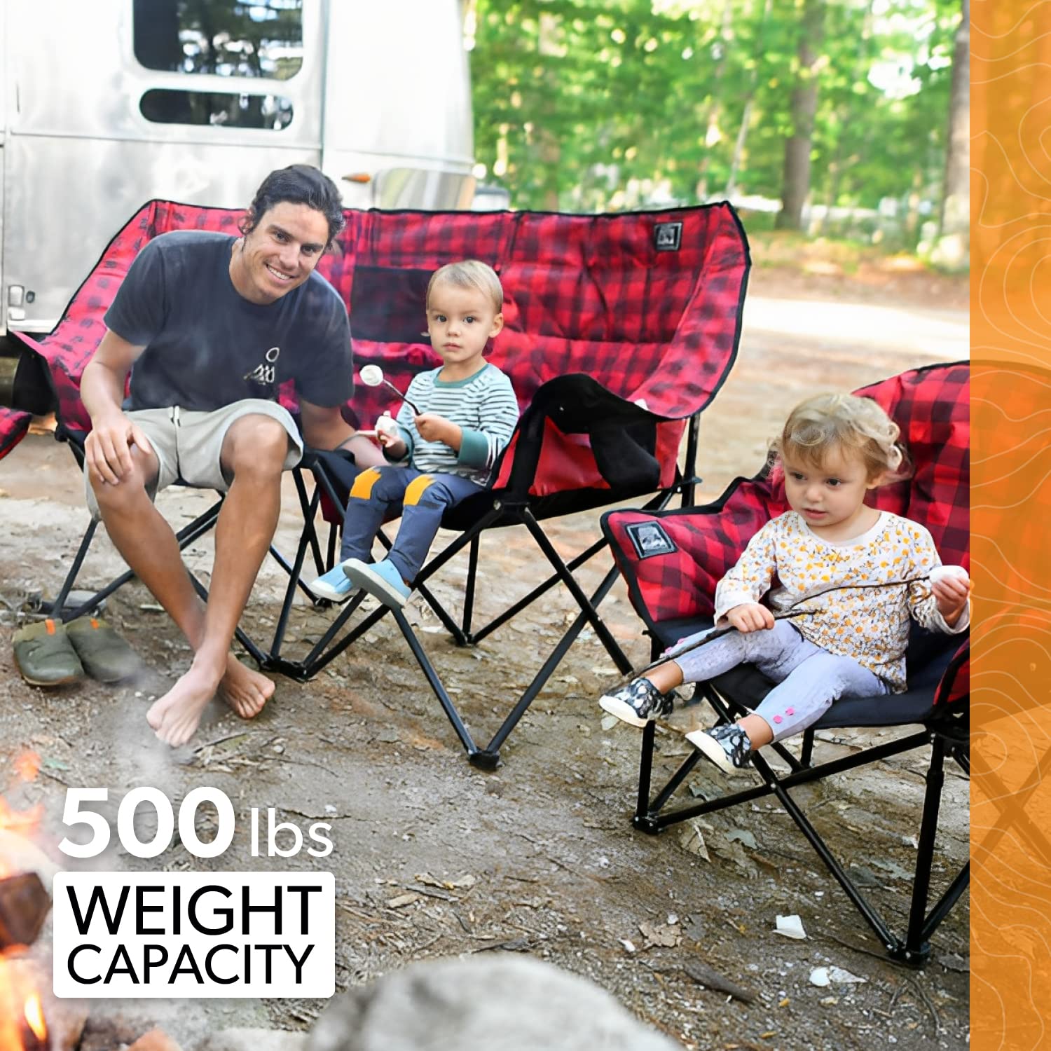 Kuma Outdoor Gear Kozy Bear Chair dimensions 39.5x57 inches provide ample space for two.