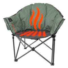 Kuma Lazy Bear heated chair in Sage delivers warm seating on chilly campsites