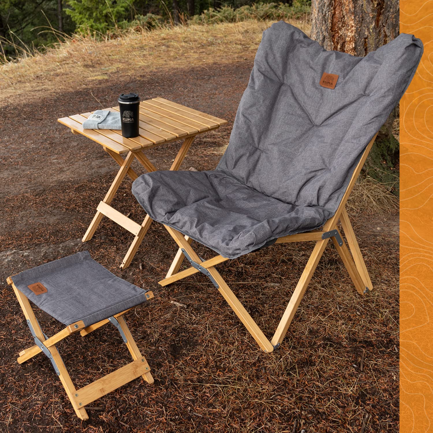 Kuma Yoho Bamboo Butterfly Chair with carry bag for easy transport
