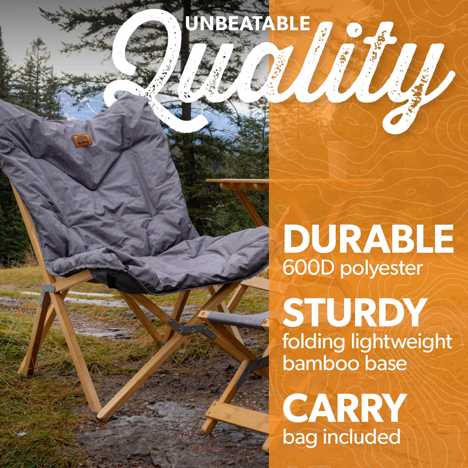 Kuma Yoho Bamboo Butterfly Chair seat detail showing plush padding