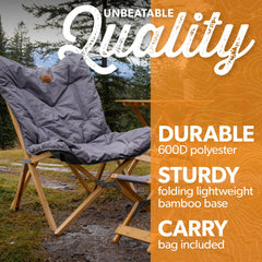 Kuma Yoho Bamboo Butterfly Chair seat detail showing plush padding