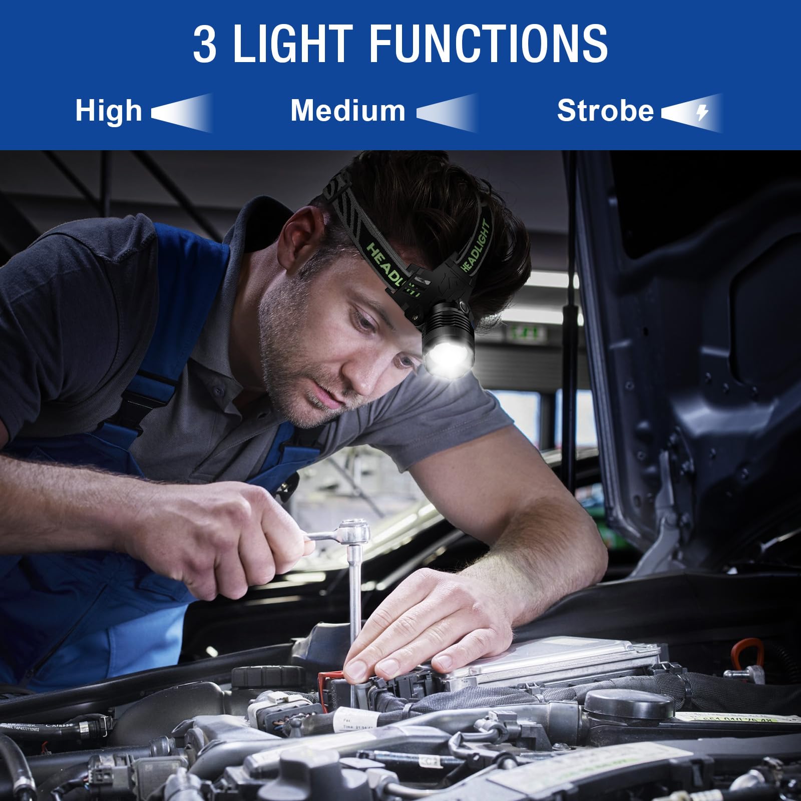 Kungf headlamp head tilt at 90 degrees for precise aiming
