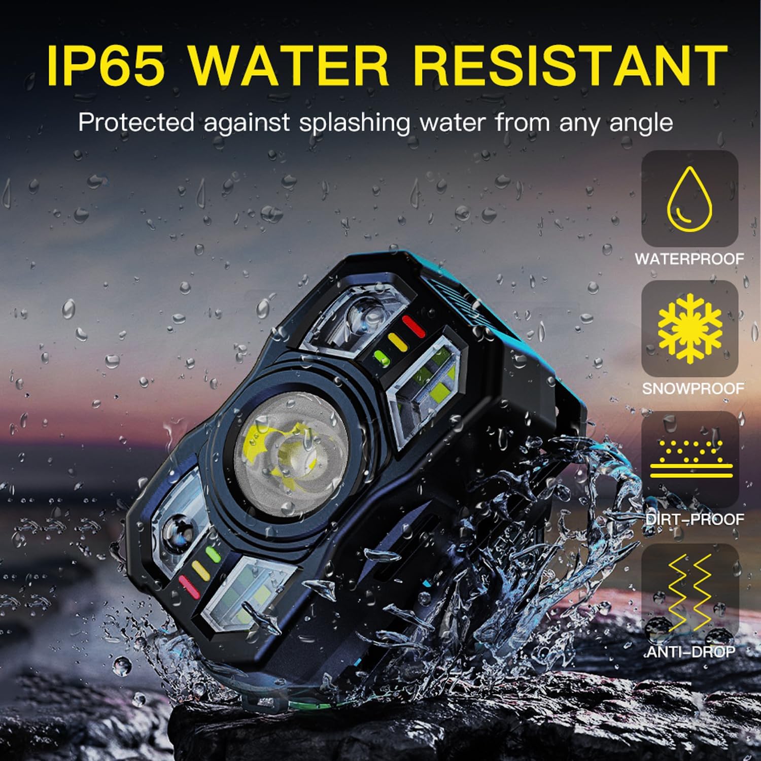 KunHe headlamp ideal for outdoor setups, camping, and emergency kits.