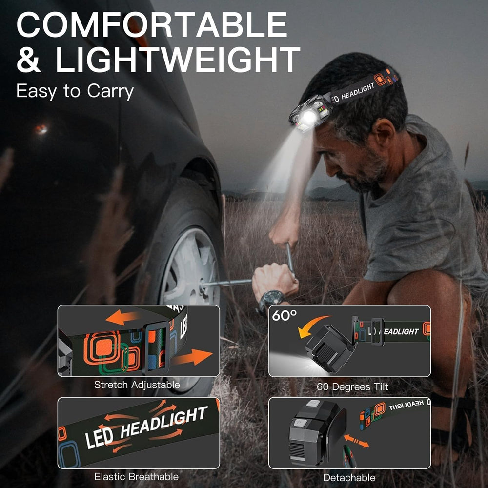 KunHe headlamp red light mode preserves night vision during night navigation.