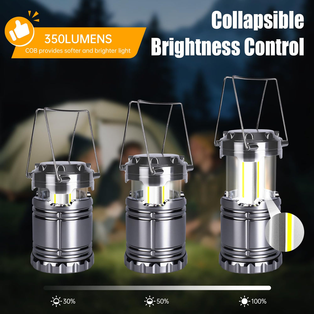 KunHe LED camping lantern with handles extended for easy hanging and hands-free lighting.