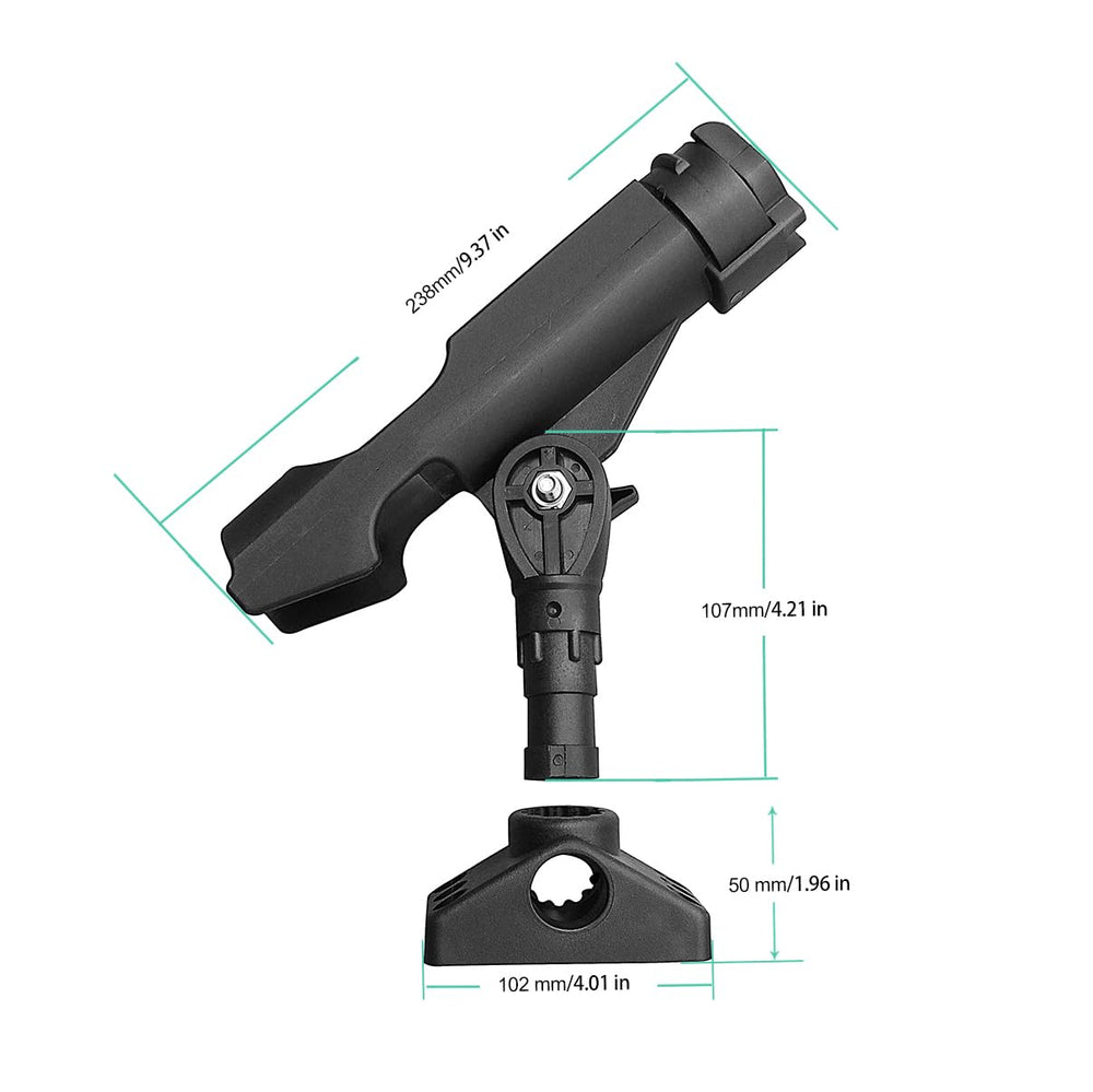 Rod holder with large locking knob showing 130° tilt
