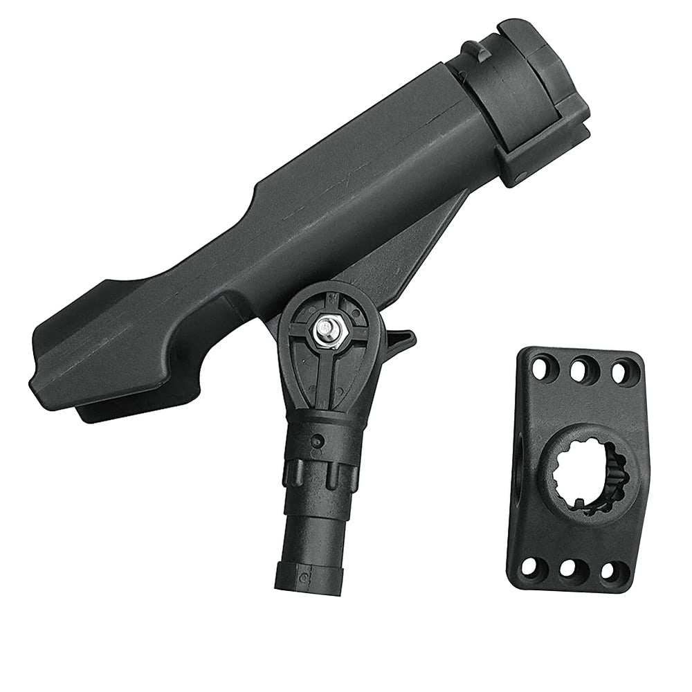 Side-mount kayak rod holder attached to the vessel