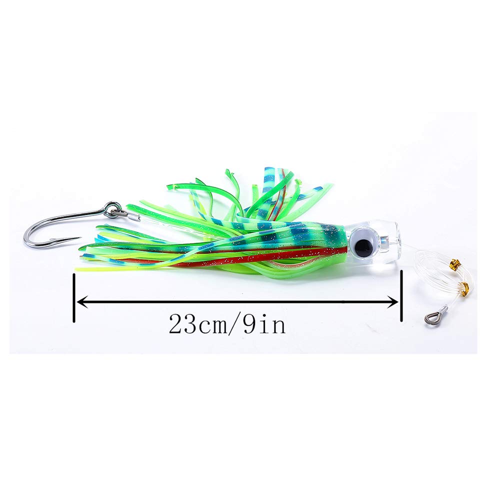 KUNSILANE 9-inch lure side profile showing rugged rigging for deep-sea use