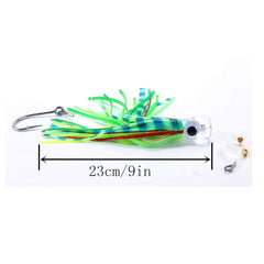 KUNSILANE 9-inch lure side profile showing rugged rigging for deep-sea use