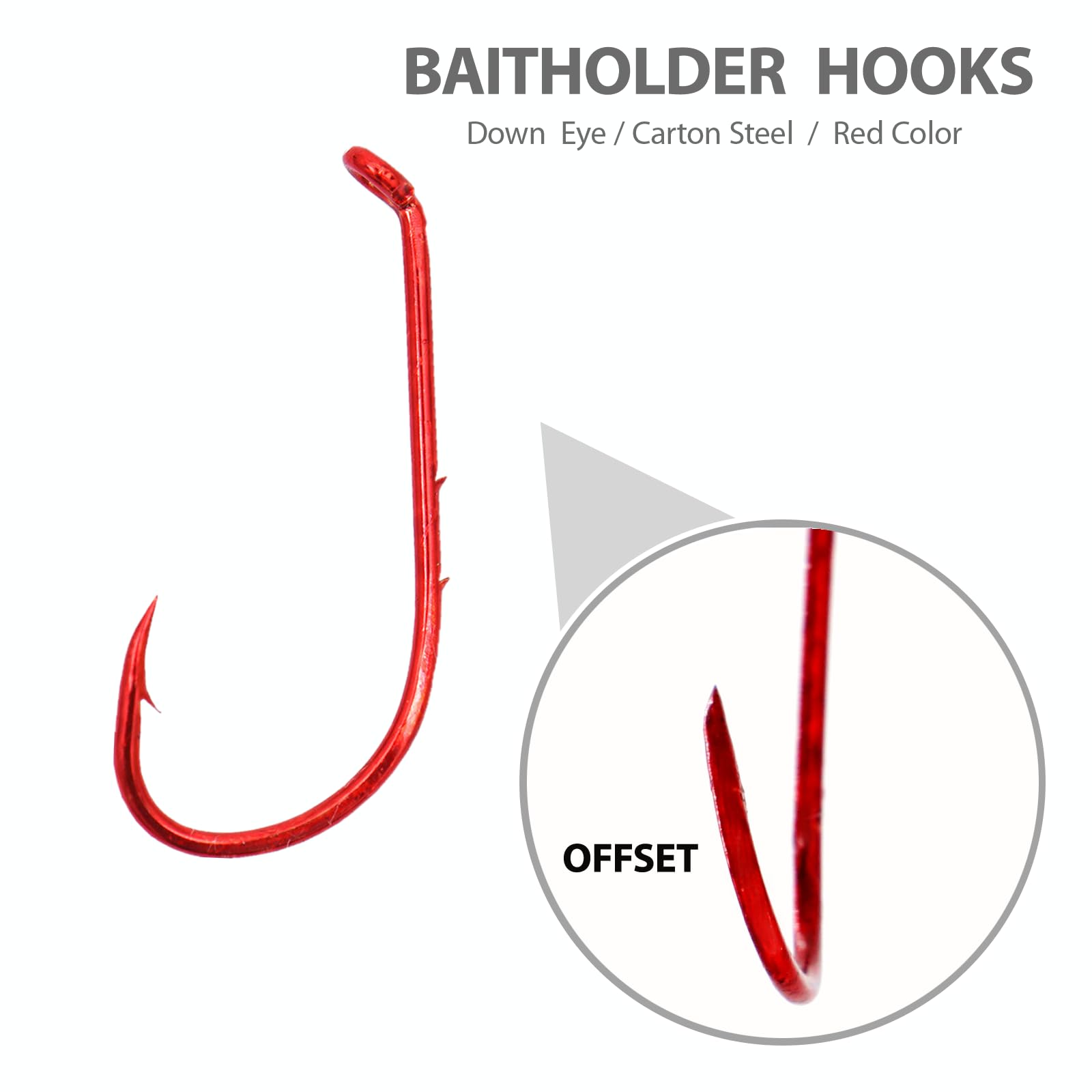 Close up of red Kunsilane baitholder live bait hook 3/0