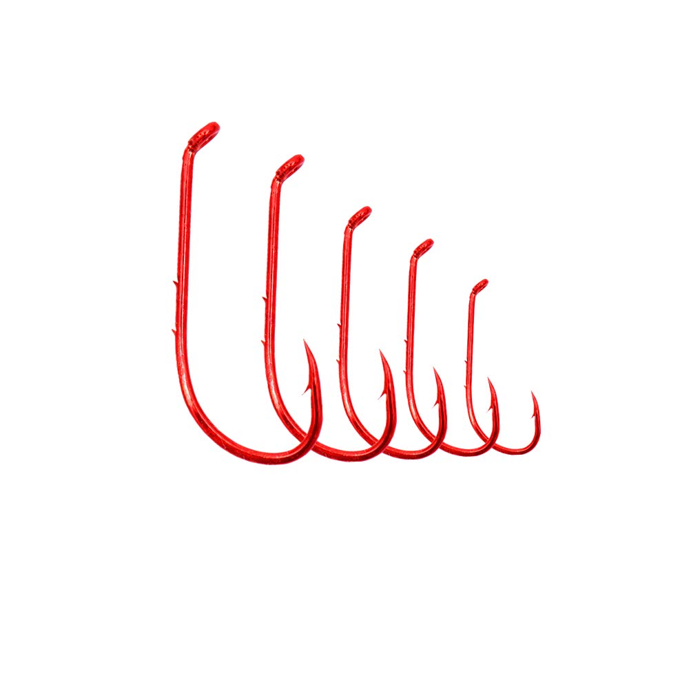 Kunsilane Baitholder Hook Red Down Eye Offset Long Shank - 8#