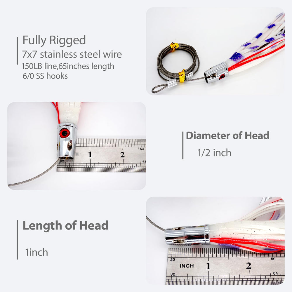 KUNSILANE 6.5 inch fully rigged teasers for reliable saltwater connections