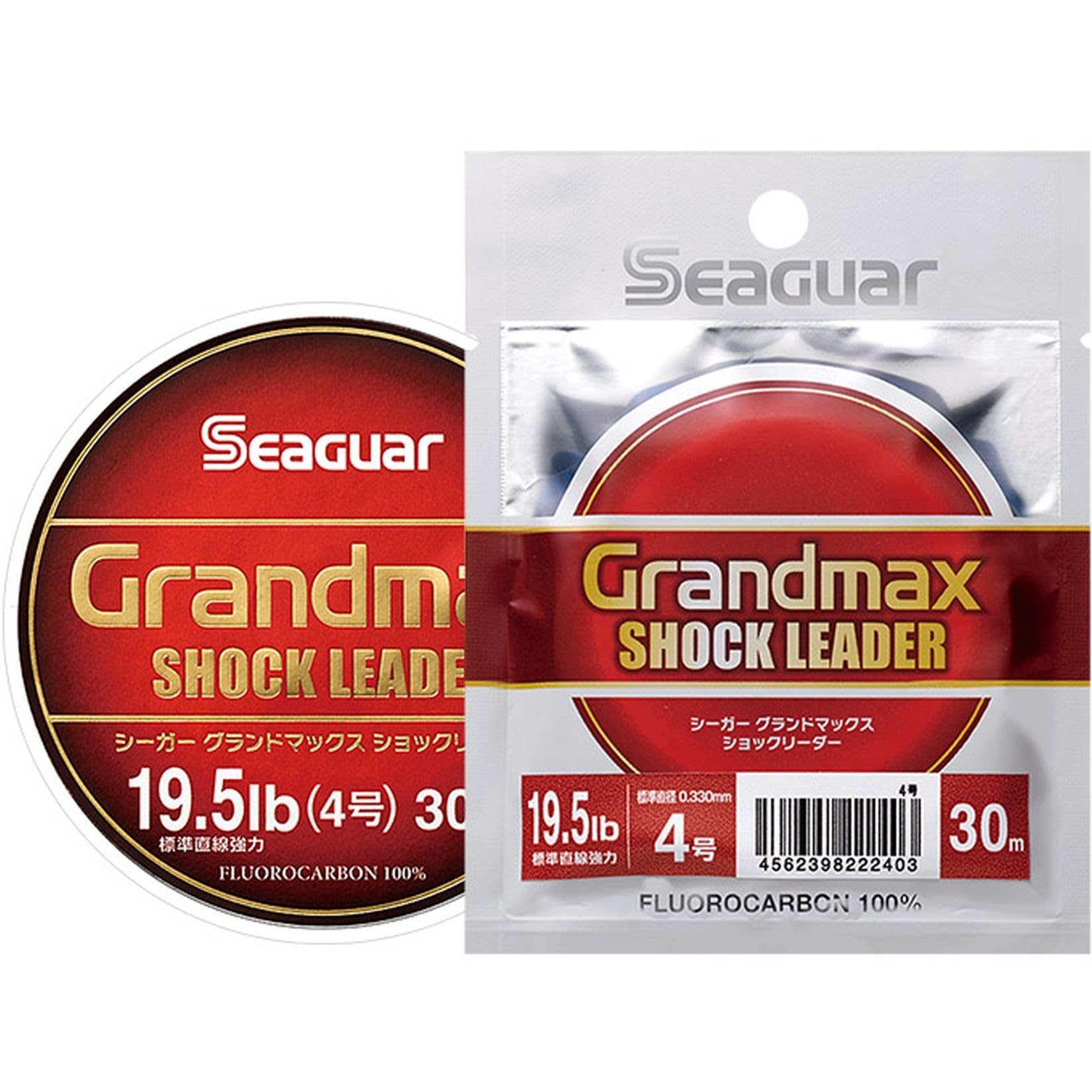 Close-up of Seaguar Grand Max spool band showing quick size check.