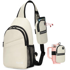 KUTQI crossbody sling bag front view shows organized travel compartments.