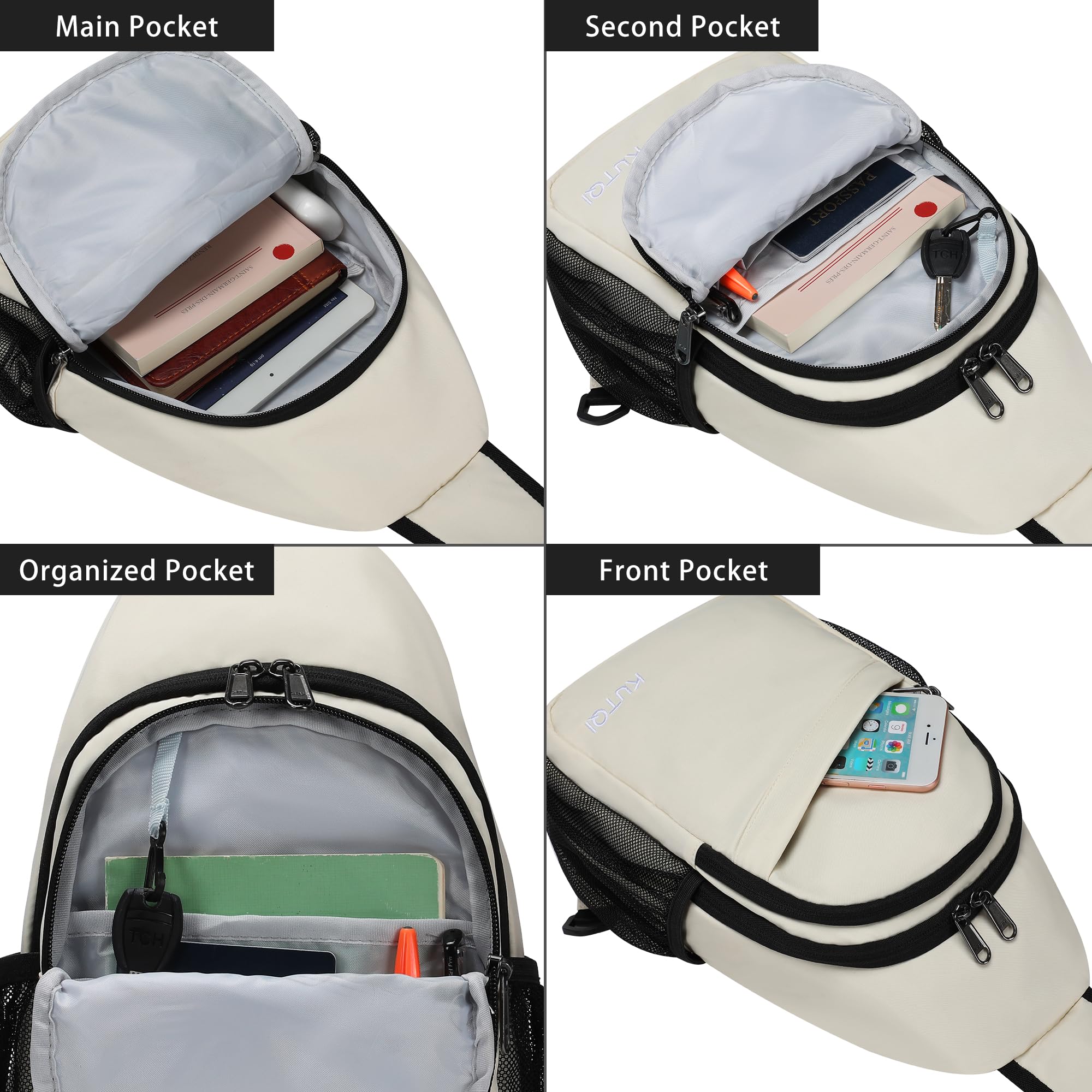 KUTQI adjustable straps show left or right shoulder wear.