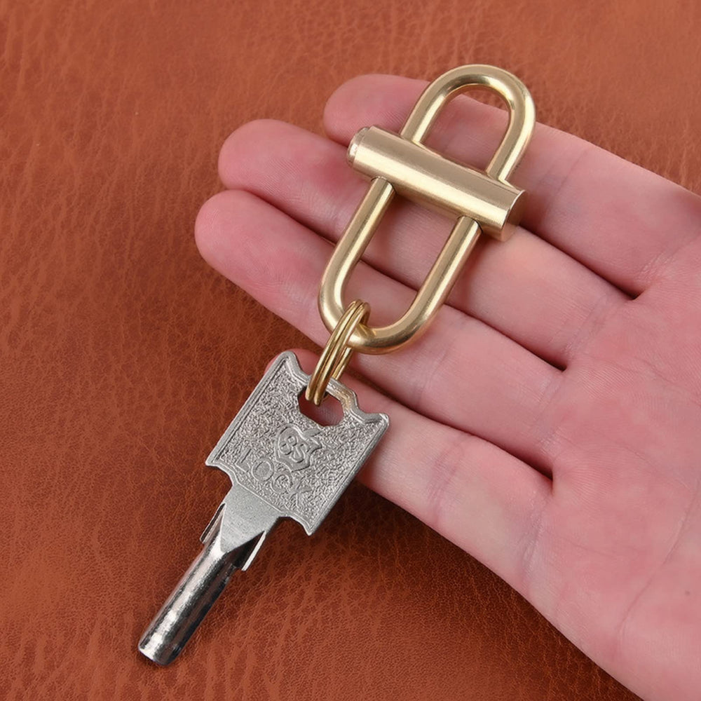 Kuuleyn brass lock keychain ready for travel with compact profile.