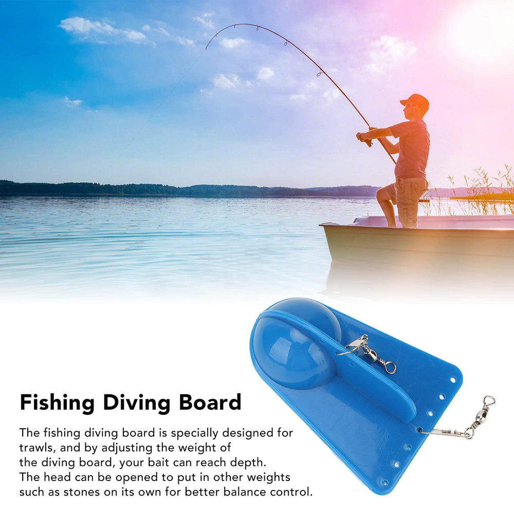 Kuuleyn diving board in use on boat, supports greater trolling depth
