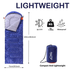 Kuzmaly camping sleeping bag weighs 2.9 lbs, ideal for backpacking.