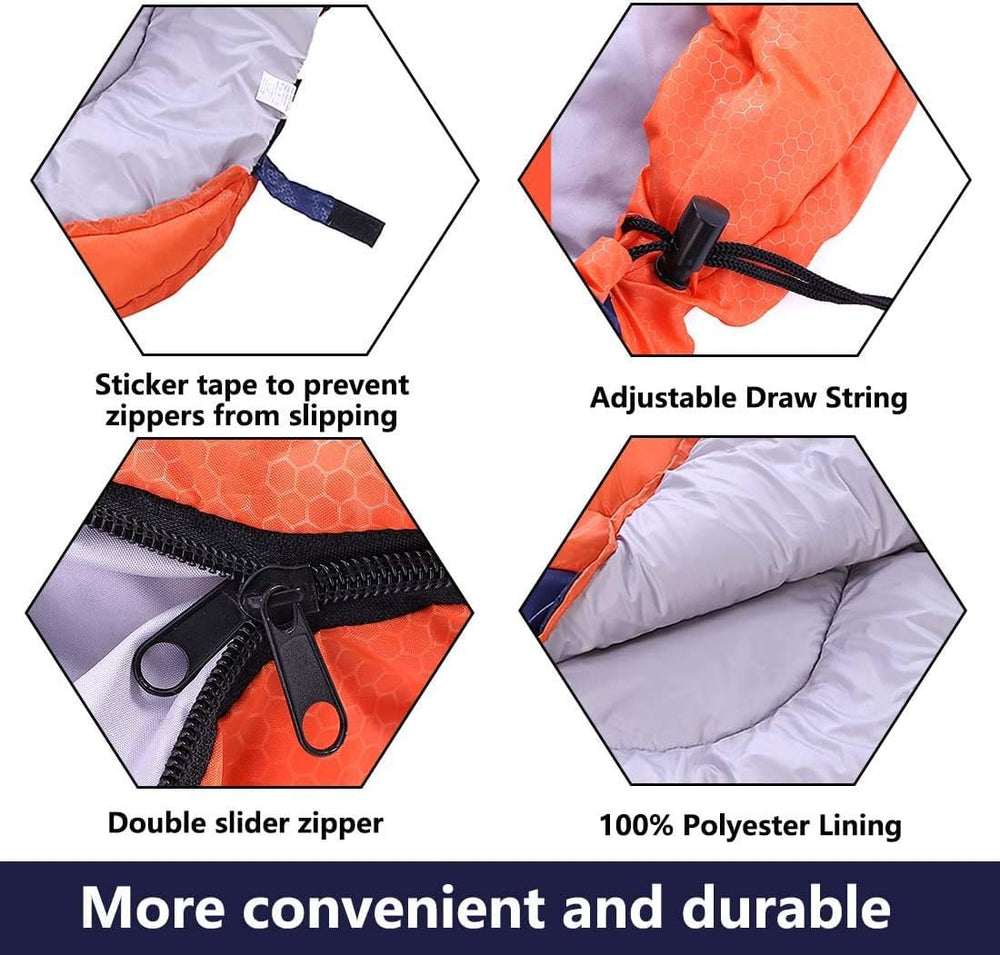 Kuzmaly camping sleeping bag waterproof shell resists damp for dry nights