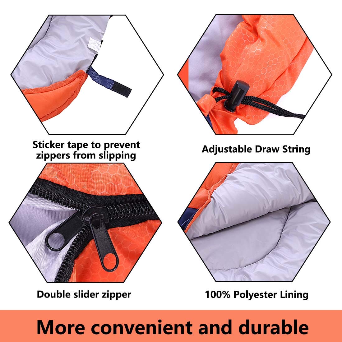 Kuzmaly sleeping bag bottom ventilation zipper enhances airflow for feet comfort.