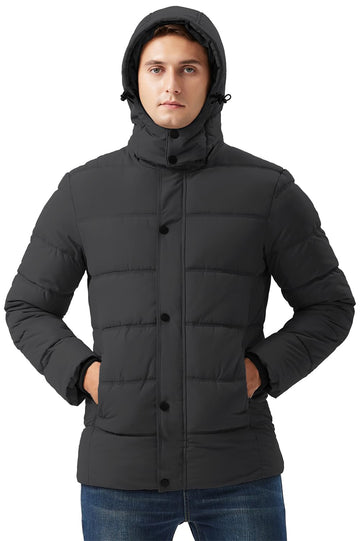 KVE men's hooded winter coat weatherproof-material resists rain and snow