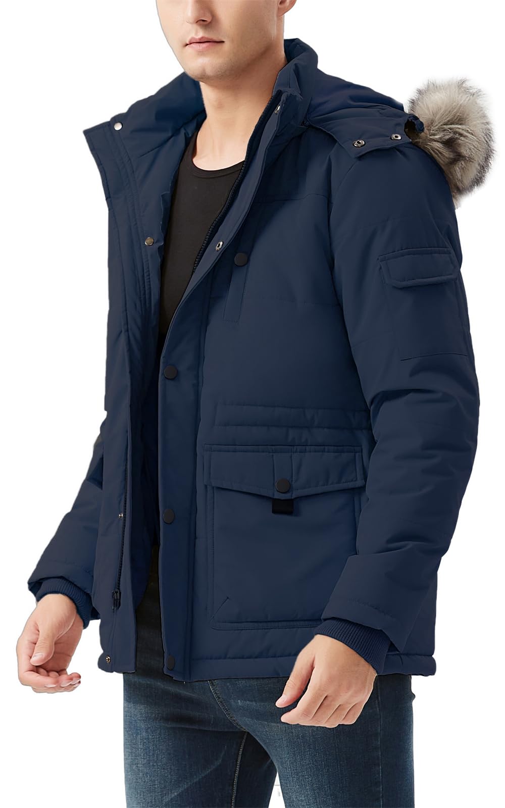 KVE coat with multiple pockets highlights secure storage and warm hands during outings.