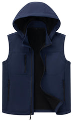 KVE men's softshell vest front view highlights windproof warmth for outdoor activities.