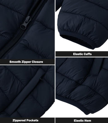 KVE water-resistant puffer jacket worn in light rain