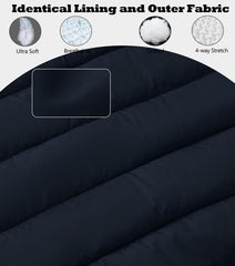KVE windproof warm coat navy hooded close-up