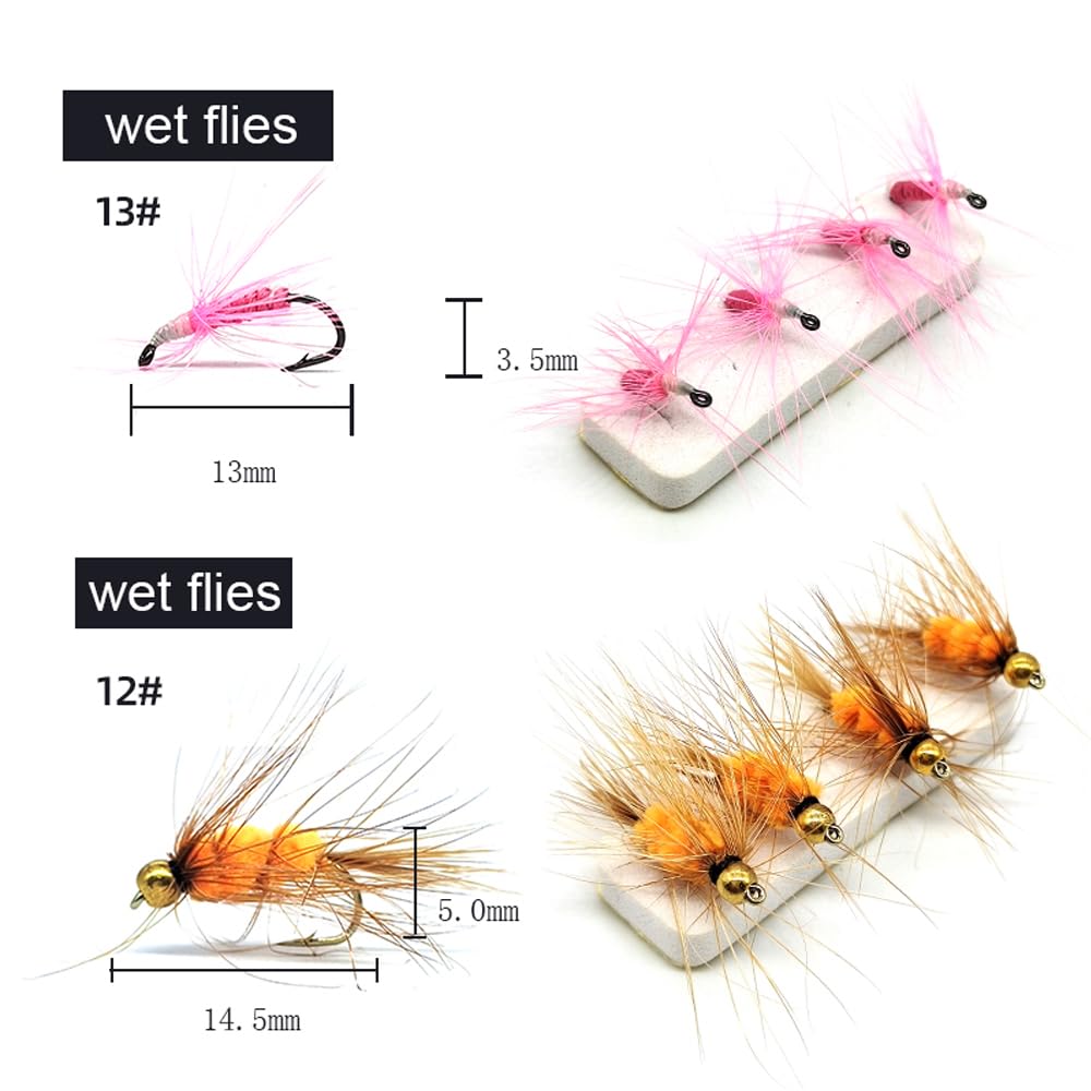 Complete 64-flies assortment for trout and bass