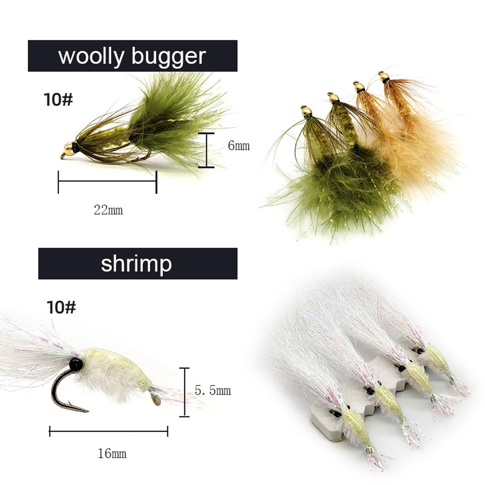 Woolly bugger and elk hair caddis patterns included